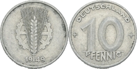 DDR 10 Pfennig DDR Deutschland 10 Pfennig 1949 A Berlin Aluminium SS AKS 707 Jaeger 1503 -