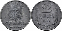 Serbien 2 Dinara Serbien Deutsche Besatzung (1941-1944) 2 Dinara 1942 БП Budapest Zink WWII KM 32