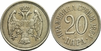 Serbien 20 Para Serbien Milan I Obrenovic 20 Para 1884 H Birmingham Doppeladler Serbia KM 20