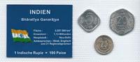 Indien Münzblister Indien Münzsatz Kursmünzen 5 20 25 Paise 1986/1987/1988 Münzblister Noppenfolie