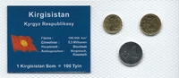 Kirgisistan Münzblister Kirgisistan Münzsatz Kursmünzen 10 50 Tyin 1 Som 2008 Münzblister Noppenfolie