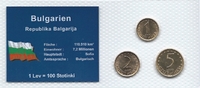 Bulgarien Münzblister Bulgarien Münzsatz Kursmünzen 1 2 5 Stotinki 2000 Münzblister Noppenfolie 1/2-5.