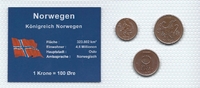 Norwegen Münzblister Norwegen Münzsatz Kursmünzen 1 2 5 Öre 1972/1982 Øre Münzblister Noppenfolie