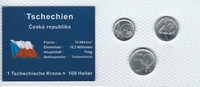 Tschechien Münzblister Tschechien Münzsatz Kursmünzen 10 - 20 / 50 Heller 1994/2001/2003 Münzblister