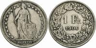 Schweiz 1 Franken Schweiz 1 Franken 1906 Silber B Bern HELVETIA Suisse Switzerland HMZ 1204 KM 24 -