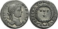Rom Kaiserreich Follis Licinius II Follis Arles 321 Caesarum Nostrorum Lorbeerkranz Halbmond RIC 236