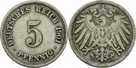 Deutsches Reich 5 Pfennig Deutsches Reich Kaiserreich 5 Pfennig 1901 F Stuttgart Großer Adler Jaeger 12 -