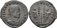 Römisches Kaiserreich Follis Constantius II Follis Arles Constantia 332 GLORIA EXERCITVS Soldaten RIC 360 R³ -