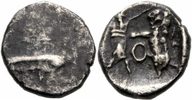 Phönizien Obol (1/16 Shekel) Straton I. Sidon Phönizien AR Obol 1/16 Shekel Löwe König Galeere SNG Cop. 200