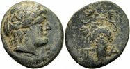 Aiolis Bronze Temnos Aiolis Bronze 3.Jhd. Dionysos Efeukranz Weintraube Ranke Blätter BMC 5