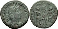 Rom Kaiserreich Follis Constantin II Follis Konstantinopel 336-337 GLORIA EXERCITVS Soldaten RIC 150 /2