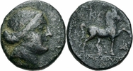 Aiolis Bronze Kyme Aiolis Bronze 250-190 B.C. Amazone Cyme Pferd Magistrat Dimesilas BMC 59 ff