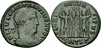 Rom Kaiserreich Follis Constantius II Follis Thessalonica 335/6 GLORIA EXERCITVS Soldaten RIC 200 Γ r¹