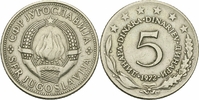 Jugoslawien 5 Dinar Jugoslawien 5 Dinara 1972 Cu-Ni Socialist Federal Republic of Yugoslavia KM 58