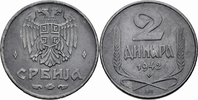 Serbien 2 Dinara Serbien Deutsche Besatzung (1941-1944) 2 Dinara 1942 БП Budapest Zink WWII KM 32